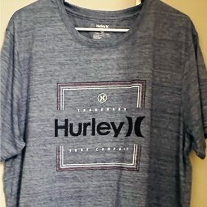 Hurley Heather Gray Logo Tee with White Print